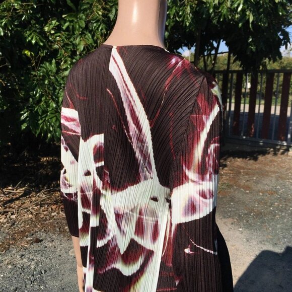 PLEATS PLEASE Issey Miyake Abstract 3/4 Cardigan Shirt Top Purple White Size 3 L - Picture 8 of 15